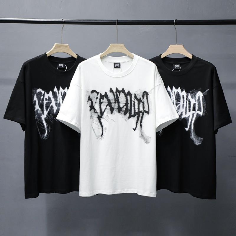 

Men' T-Shirts REVENGE Logo Print Vintage Tee Hip Hop Casual Cotton Tops Streetwear Loose Women Oversized T Shirt, Black