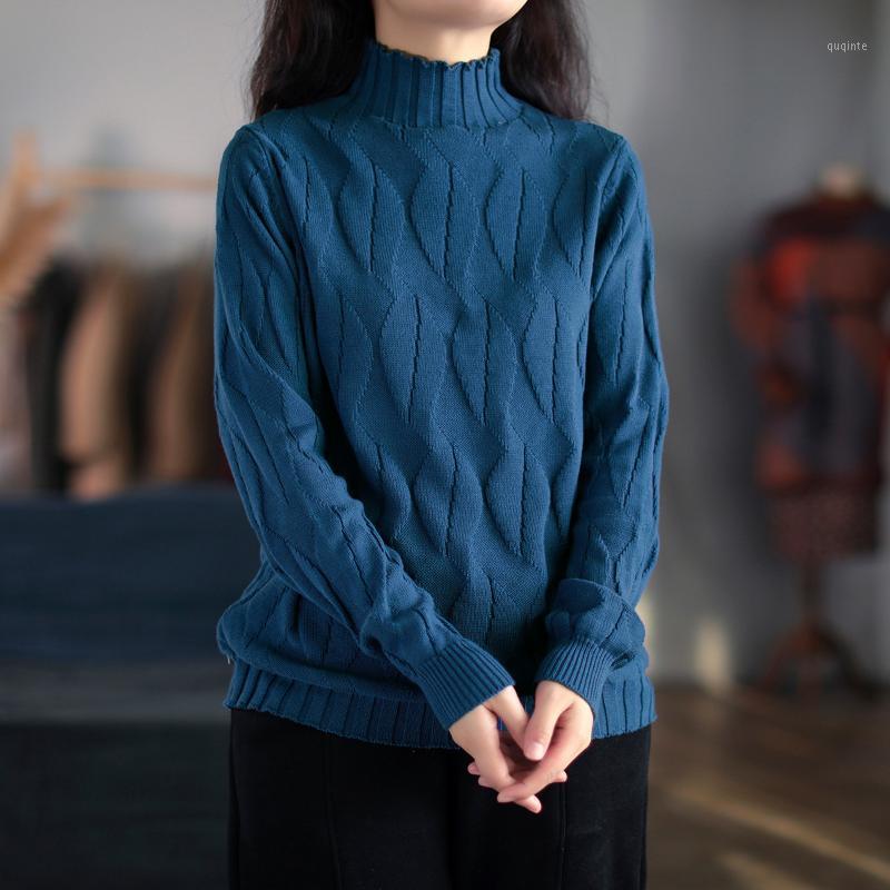 

Women's Sweaters Women Winter Sweater Retro Loose Knitting Turtleneck Pullovers Tops Ladies Casual All-match, Black