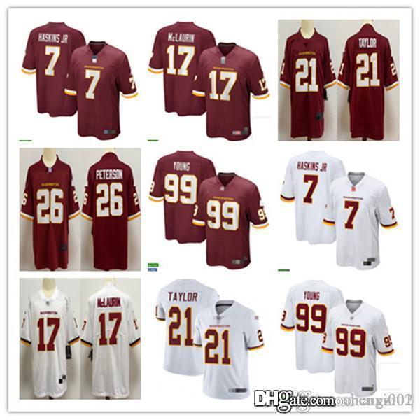 

Men Women Youth Washington Football Team 99 Chase Young 17 Terry McLaurin 7 Dwayne Haskins 21 Sean Taylor 26 Adrian Peterson Jersey, Black;red
