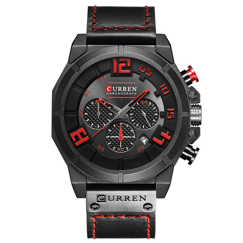 

CURREN 8287 Watches Chronograph Quartz Wristwatches Men 24 Hour Date Mens Sport Wrist Watch Clock Genuine Leather Strap Male Military Wristwatch Relogio Masculino, Grey black rose