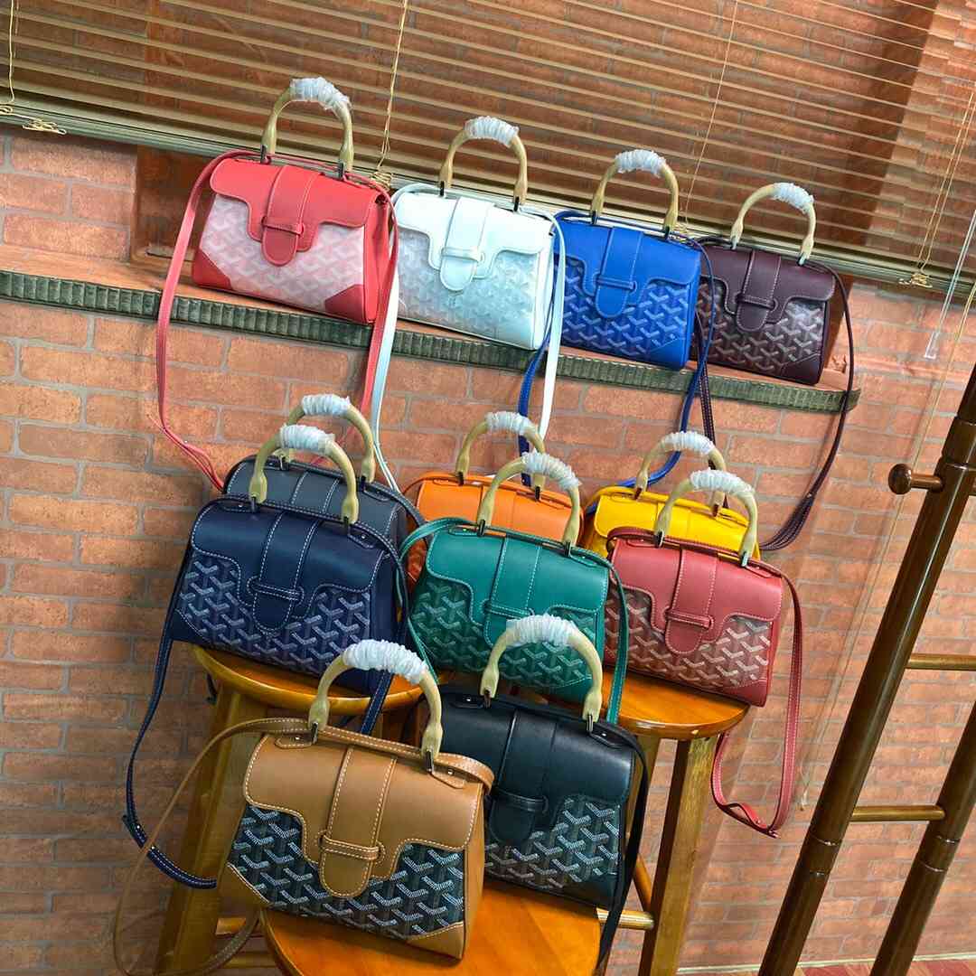 

Elegant de goyar Goya Mini bag Saigon wooden handle handbag leather dog tooth One Shoulder Messenger Bag