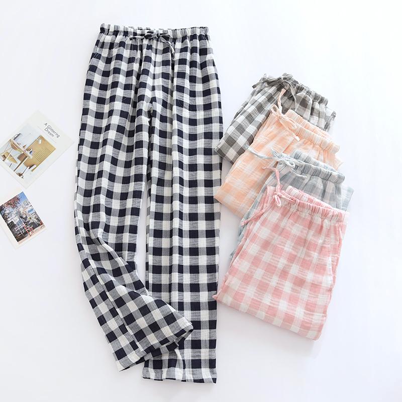 

Women's Sleepwear Men's Summer Couples Cotton Plaid Trousers Spring And Autumn Casual Thin Pajamas Pants Long Women Loose Home, Black;red