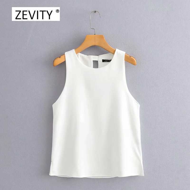 

Zevity women fashion o neck sleeveless solid vest smock blouse ladies chic simply casual shirt femininas tops LS6834 210603, As pic ls6834yg