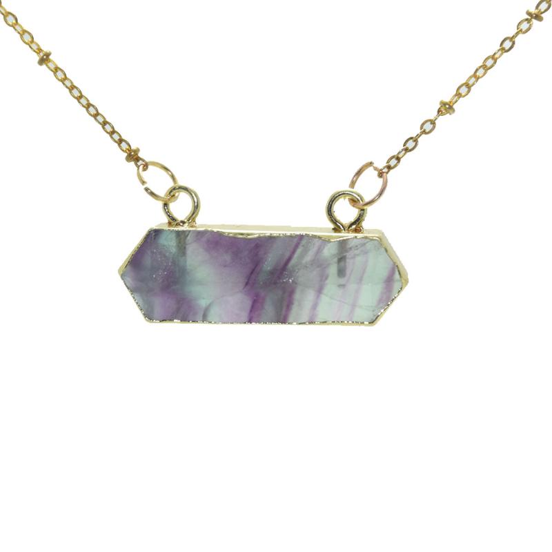

Pendant Necklaces 1pc Chakra Jewelry Natural Crystal Quartz Stone Connector Women Necklace Hexagonal Green Fluorite For Girl