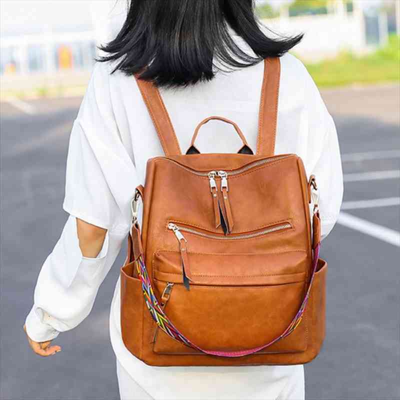 

backpack pu leather large capcity ladies travel bag womens simple school secondary style