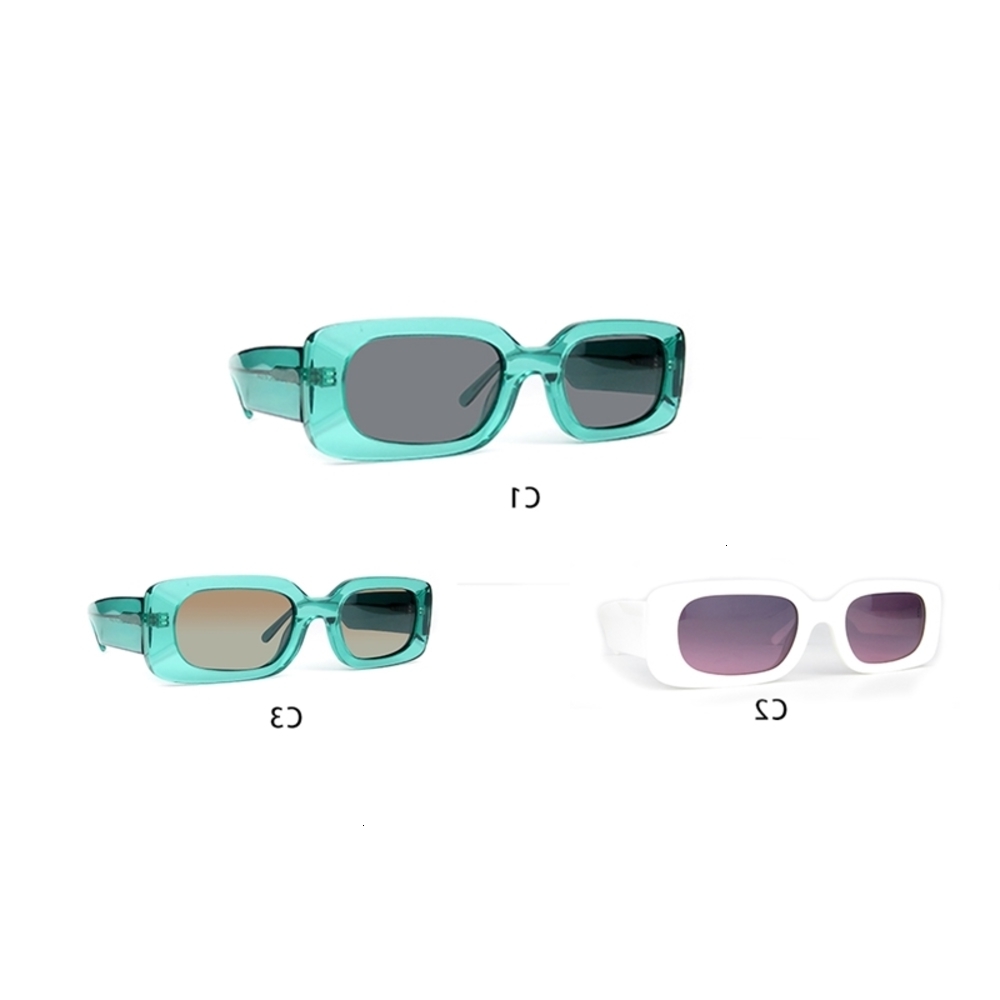 

Highend accessories Street shot PC small frame rectangle fashion ladi retro shade mirror UV mens women sun glass sunglass, Black