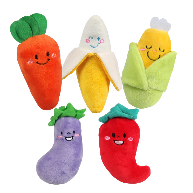 

Fruit and vegetable dog plush sound toy lovely colored pet tooth molar supplies