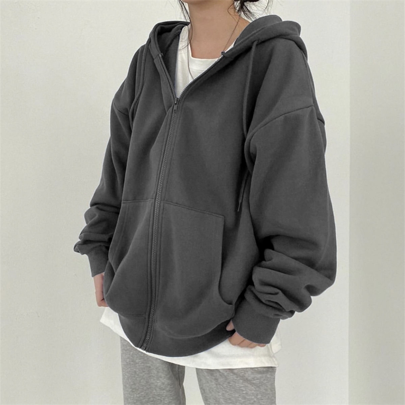 

Y2k Streetwear Fashion Hoodies Women Grunge Unicolor Sweatshirts women Long Sleeve Pockets Zipper up Hoody Outwear clothes 211109, 11