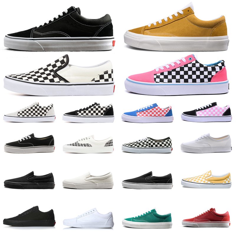 

Discount Old skool men running shoes slip on triple black white Fear of God Checkerboard green fire red top navy mens women trainers outdoor sports sneakers, Item #10