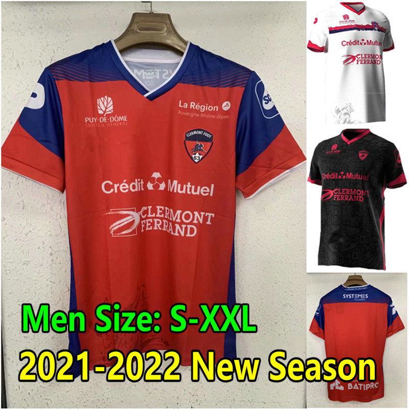 

21 22 Clermont Foot 63 soccer jerseys home Iglesias Rashani MAGNIN 2021 2022 maillots de futol bayo Dossou Allevinah Berthomier KHAOUI TELL HAMEL football shirts, 21-22 3rd +ligue