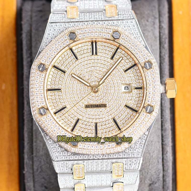 

eternity Jewellery Watches RFF 15400 Latest products A3120 Automatic Fully Iced Out Mens Watch Gold Diamond Dial Diamonds Case 15202 67651 15502 Two Tone Bracelet, Watch waterproof production cost