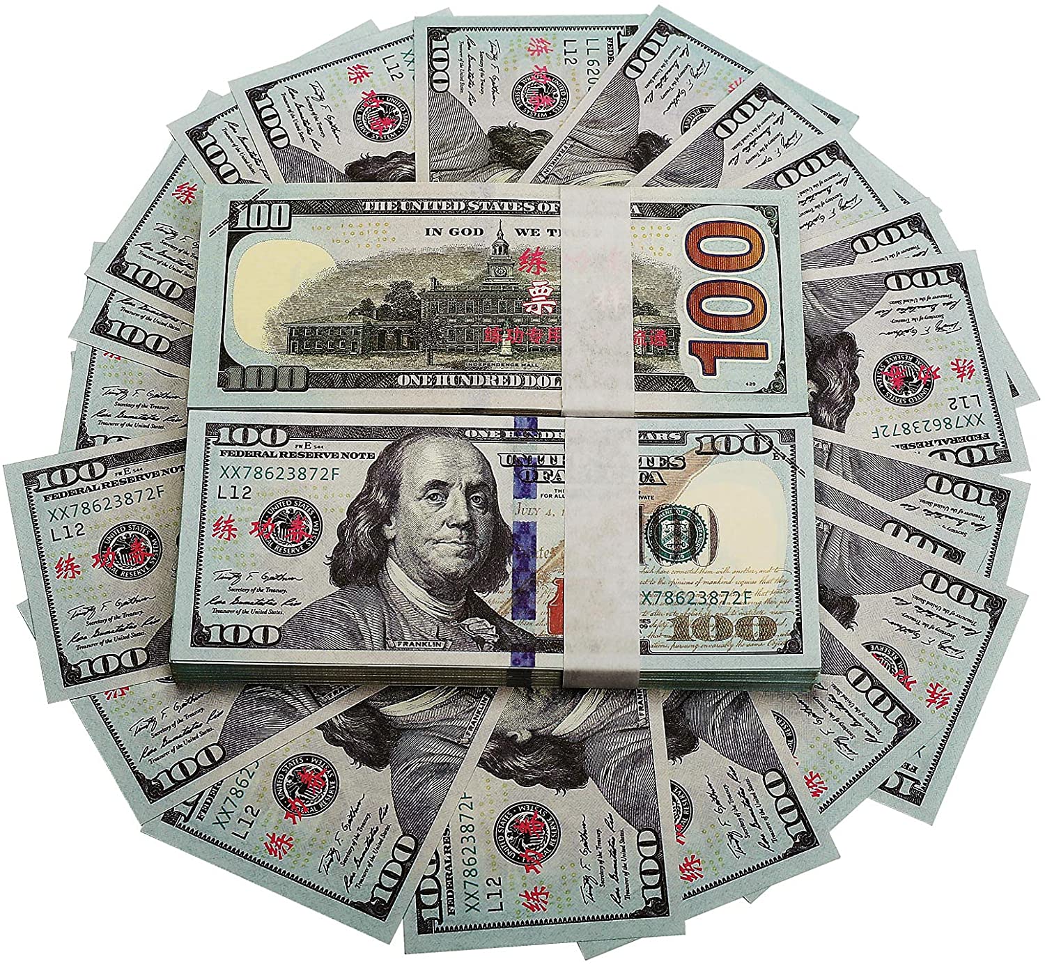 

Fake Money Stacks, 100 pcs Prop Money 100 Dollar Bills Banknotes Realistic for Party Decorations, Videos and Wedding
