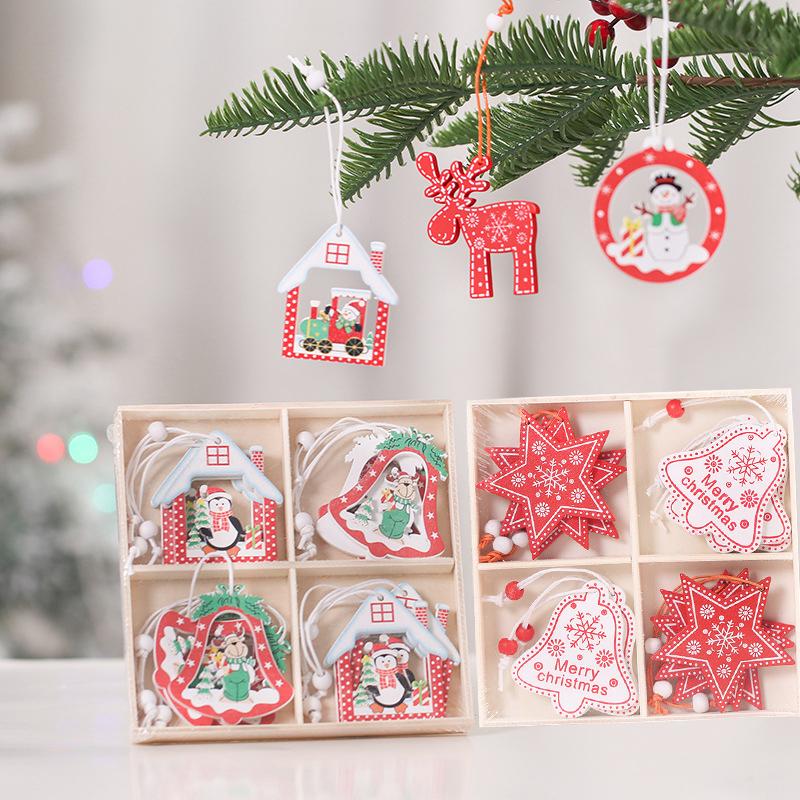

Christmas Decorations 12pcs Creative Hollow Snowflakes Wooden Angel Pendants Ornaments For Xmas Tree Ornament Decoration Kids Gift