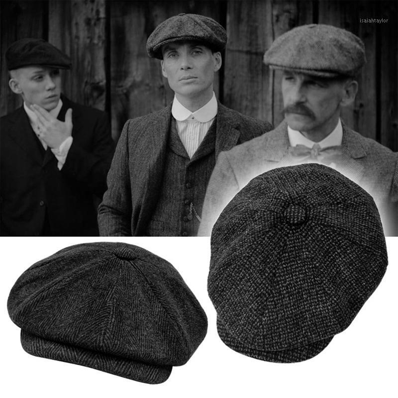Berets Men's Sboy Hat Retro Herringbone Octagonal Ladies Beret Gatsby Flat Top Elegant, Razor Party Shelby Same Style