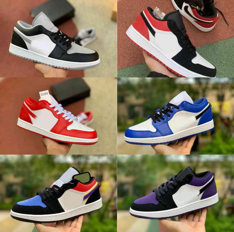 

2021 Low 1 1s University Blue Men Basketball Shoes Black Toe Court Purple White UNC Light Smoke Grey Reverse Bred Hyper Royal Laser Orange W