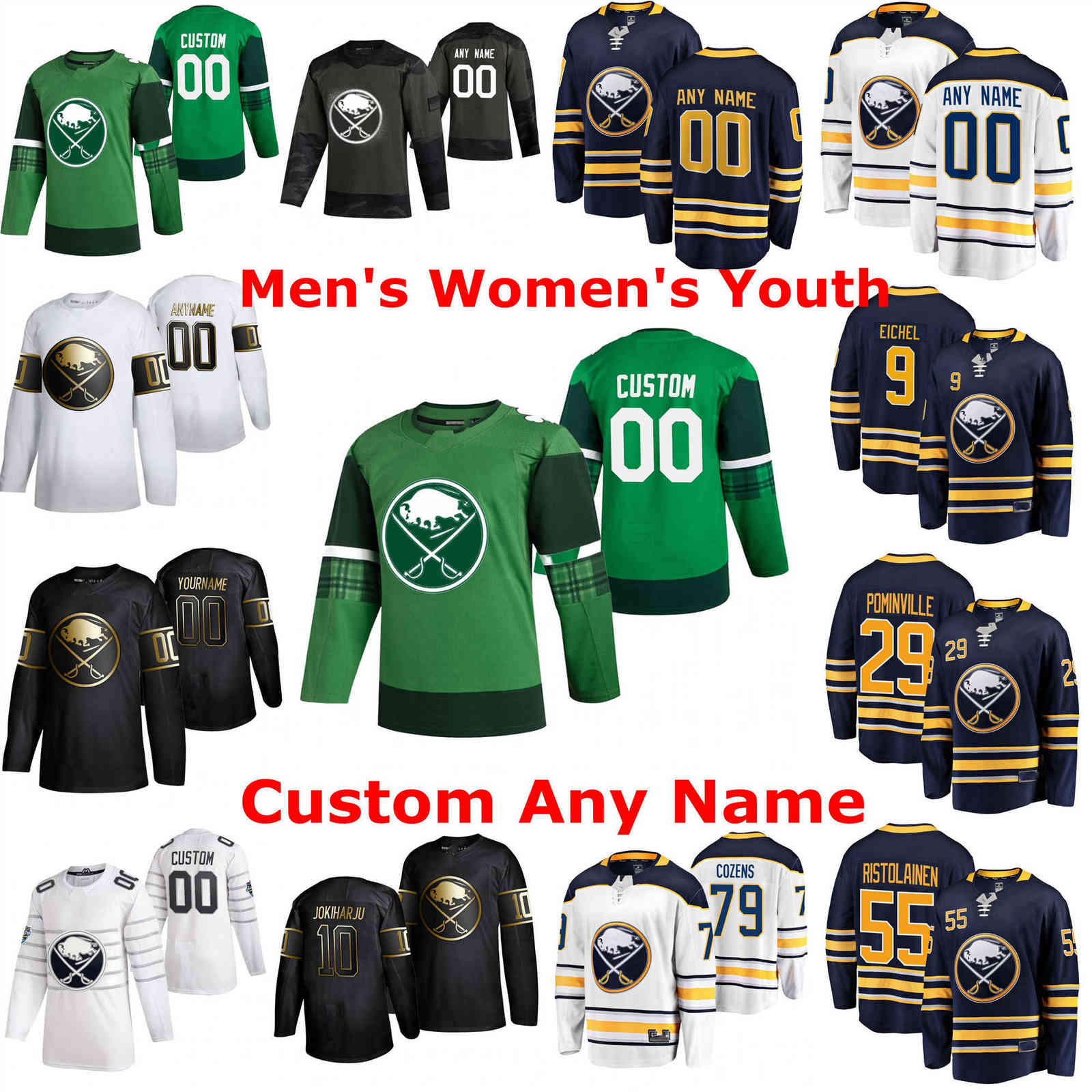 

2021 Buffalo Sabres Ice Hockey Jerseys 9 Jack Eichel Jersey 68 Victor Olofsson 23 Sam Reinhart 55 Rasmus Ristolainen 33 Colin Miller 26 Dahl, Black;red