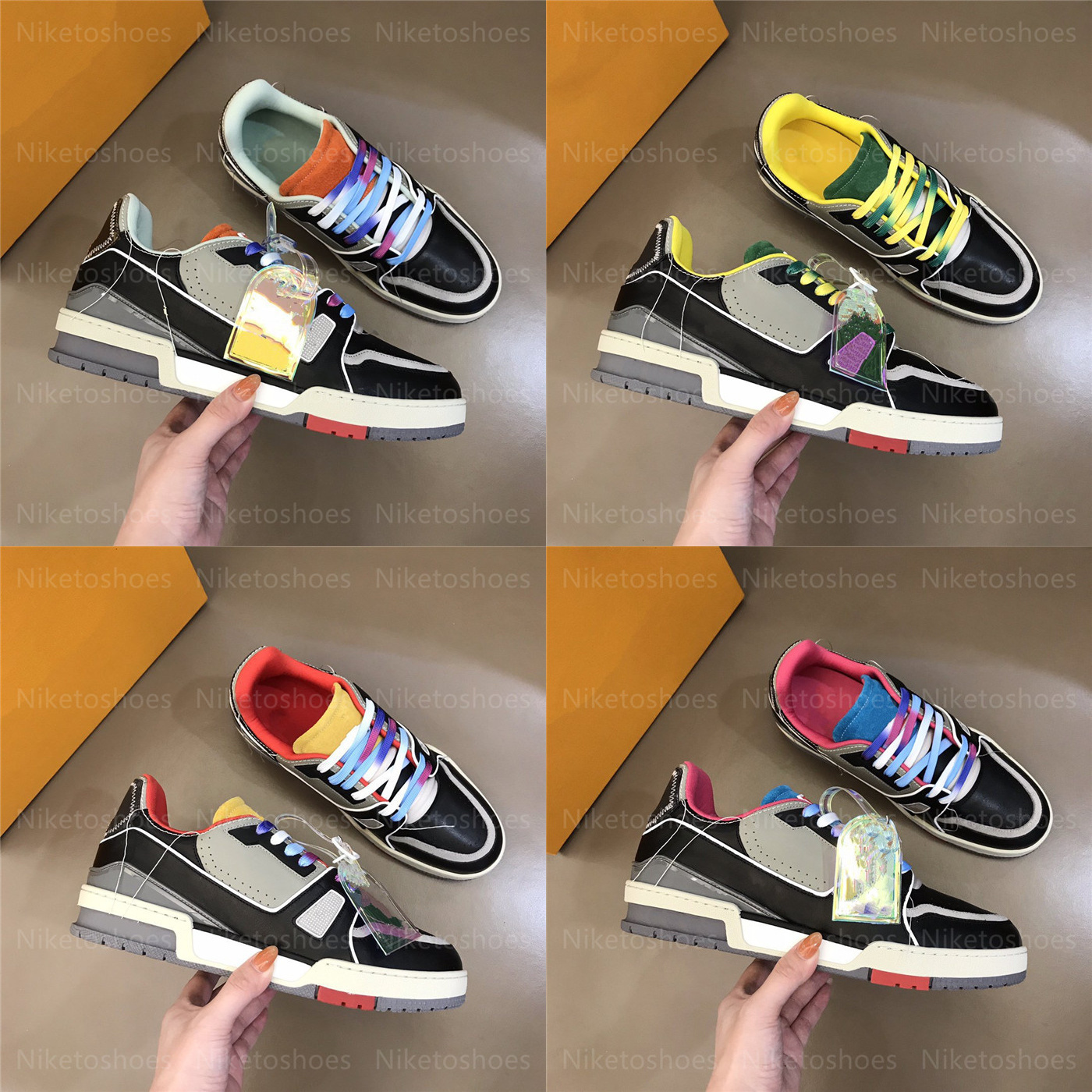 

Classics Quality Men Embossed Designer Shoes Letter Flowers Rubber outsole Sneakers Trainer Walk Sneaker Calf leather Low top Platform shoe 54, 01