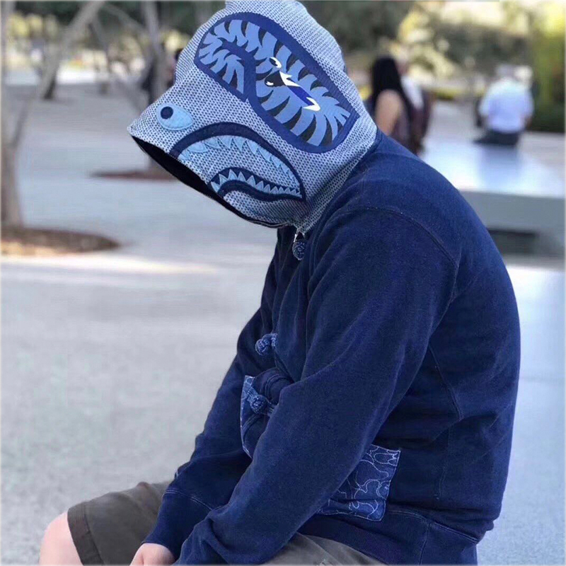 

Men Women Special Design Hoodie Famous Shark Print Cotton Sweater Hoodies Mens Hip Hop Streetwear High Quality Zipper Hooded Jacket M-2XL, Black