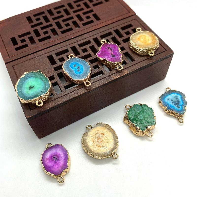 

Charms Color Natural Stone Crystal Necklace Pendant Irregular Shape Ladies Bracelet Earrings Jewelry Accessories Wholesale DIY Gifts, Bronze;silver