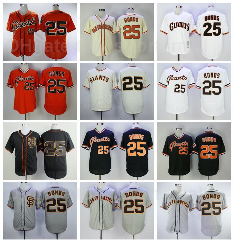 

Retror 1989 2004 Vintage Baseball 25 Barry Bonds Jersey Retire Stitched Pullover Flexbase Cool Base Team Black Orange White Grey Beige