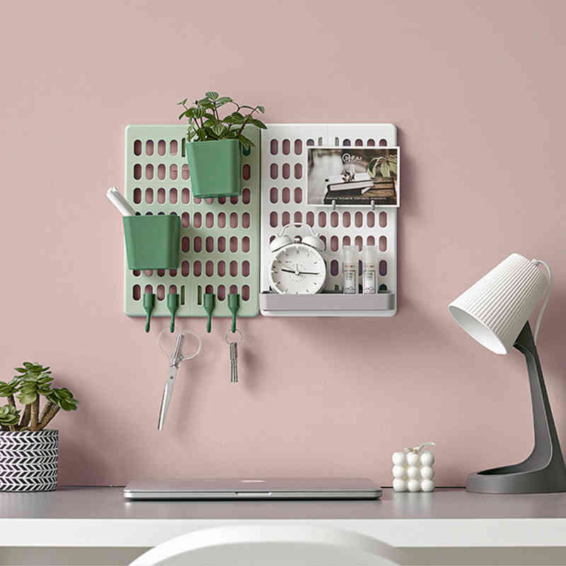 Kitchen Rack Floor Multi-layer Wall Hanging Storage Box Hook Rack Free Perforation Kitchen Rack Hole Plate Storage Holders-image-694046803