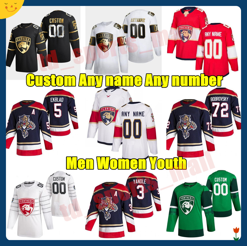 

NEW Florida Panthers 2021 Reverse Retro Hockey Jerseys 72 Sergei Bobrovsky Aaron Ekblad Aleksander Barkov Jonathan Huberdeau Custom Stitched, As shown in illustration