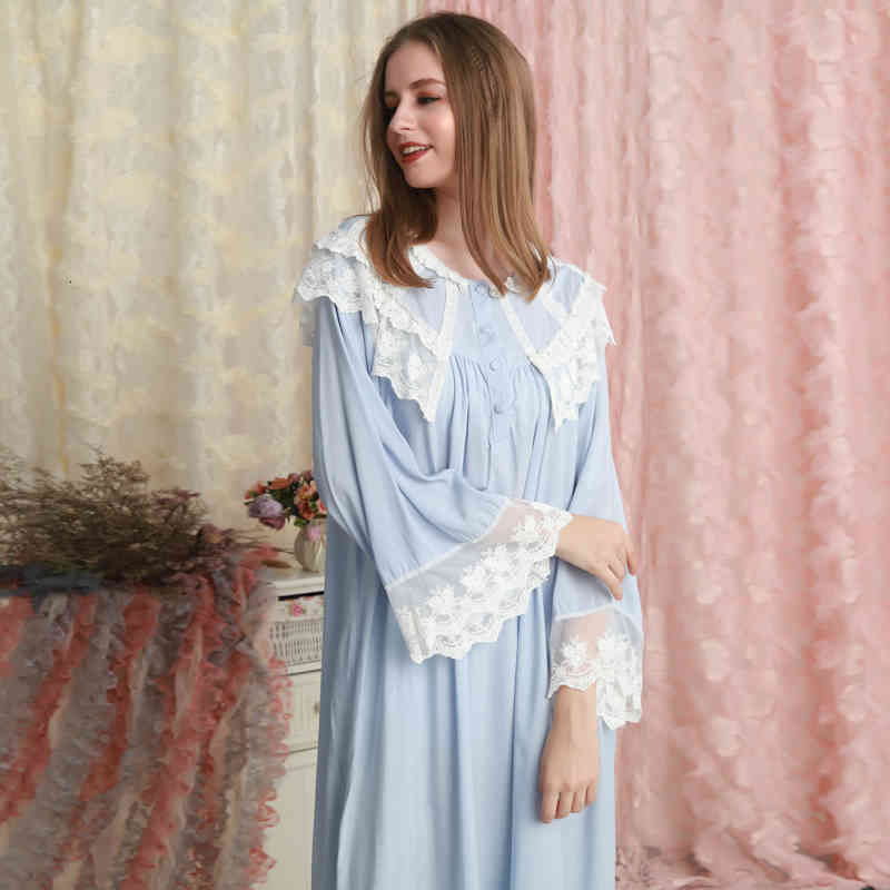 Women&#039;s Sleepwear Nightgown Long Cotton Nightgowns Princess Sleepshirts Vintage Night sleeve QPH4-image-695853954