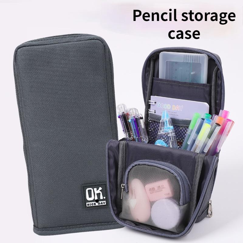 

Cosmetic Bags & Cases Function Capacity Canvas Standing Cute Pencil Case School Pen Bag Supplies Pencils Pouch Stationery Storage