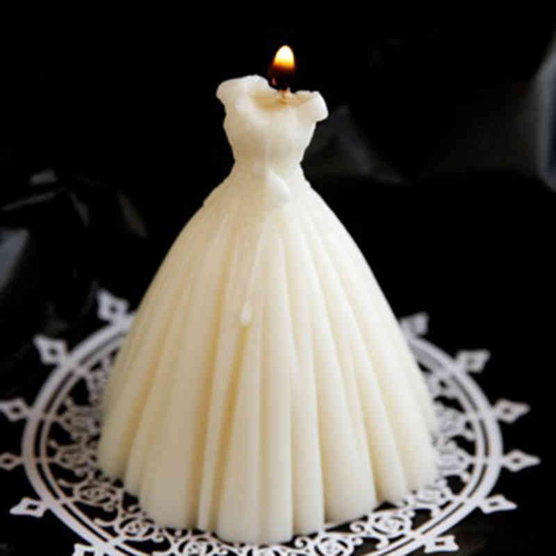 

Wedding Dress Candle Handmade Scented Candles Jar Glass Natural Plant Wedding Soy Wax Small Jars Aromatherapy Decor ZXFEB1615