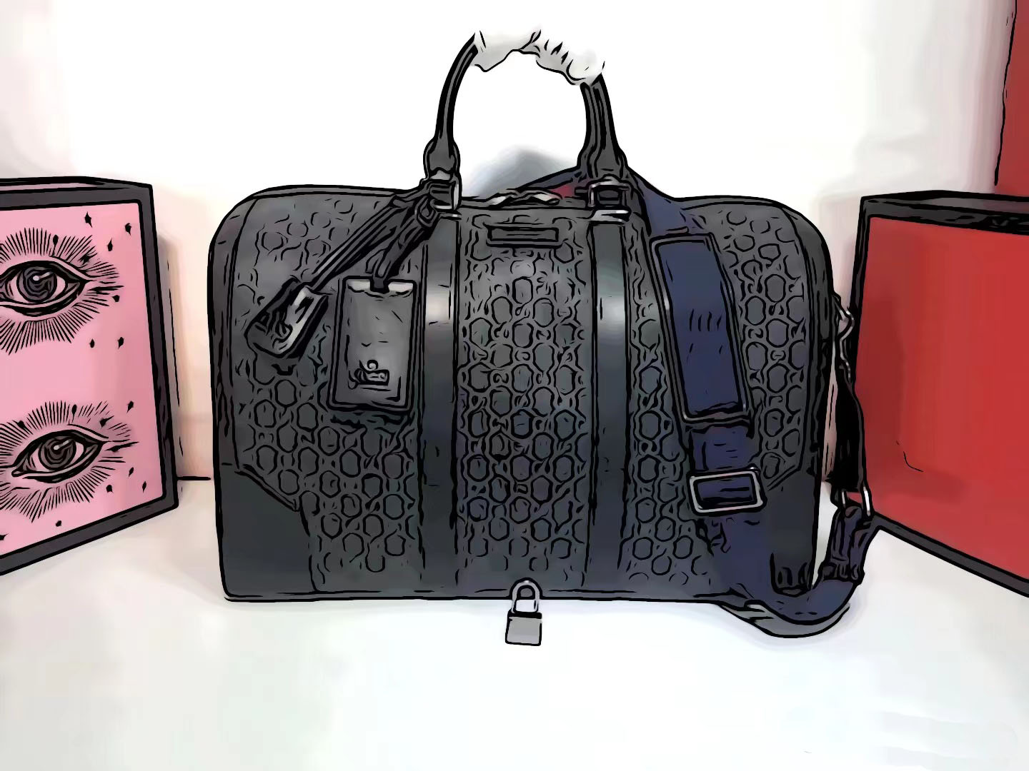 

Fashion handbags Luxury Designer bags Duffel Bags Soft canvas leather travel bag Size 44 x29x25cm, Size:44x29x25cm