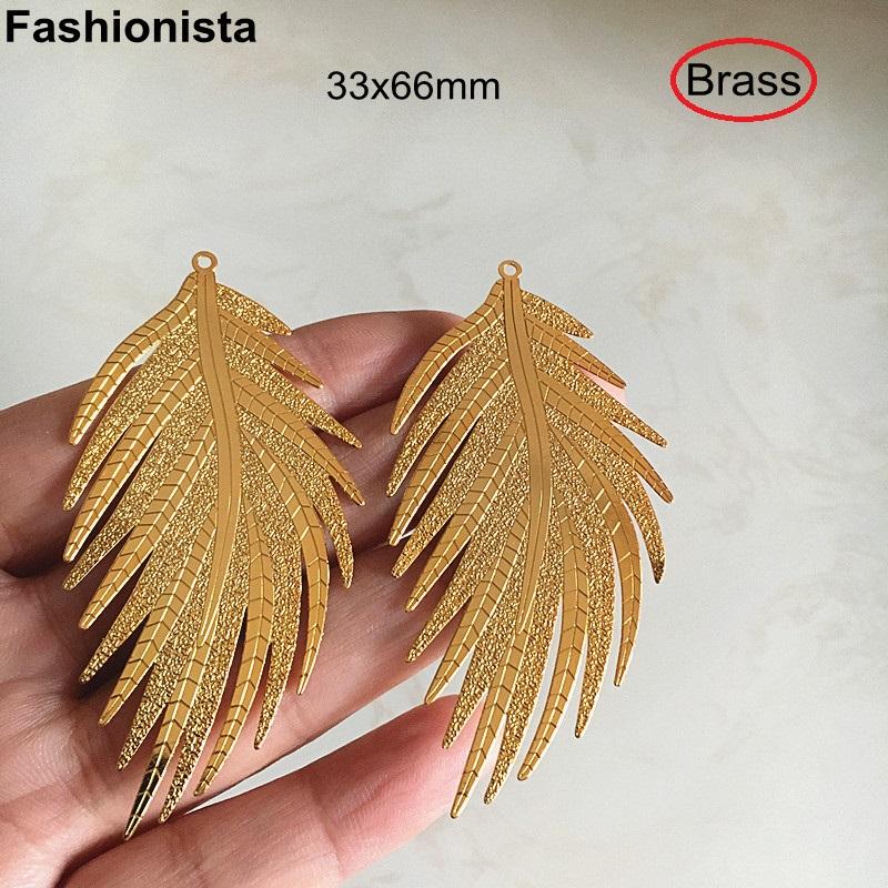 

Charms 10 Pcs/2 Pcs Large Leaf Pendant For Necklace Earrings Making 33x66mm Brass Filigree Handmade Crafts Supplies -U, Bronze;silver
