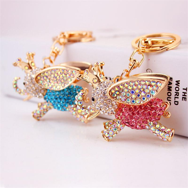 

Keychains Charm Pendant Lucky Mascot Elephant Keychain Bling Keyring Bag Purse Buckle Car Keys Holder