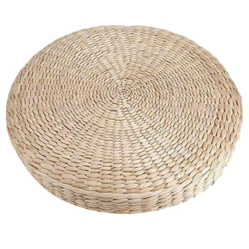 

Cushion/Decorative Pillow Round Straw Chair Seat Mat Grass Cushion Pad Beige Handmade Weave Floor Yoga Tatami Decor 45X45cm-ABUX, Silver