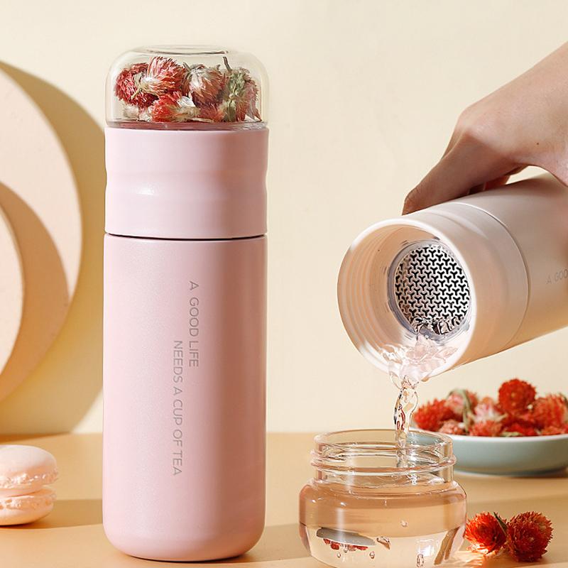

Water Bottles Insulated Cup With Filter Stainless Steel Tea Bottle Glass Infuser Separates And 300ML In Stock