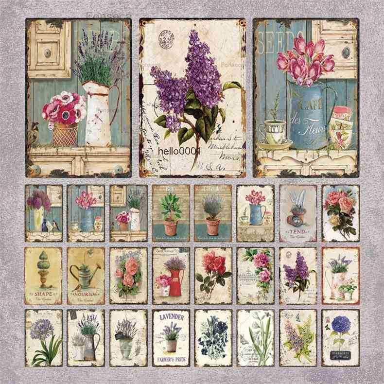 

Flower Vintage Tin Home Retro Sign Shabby Chic Wall Decor for Kitchen Living Dining Room Metal Platea