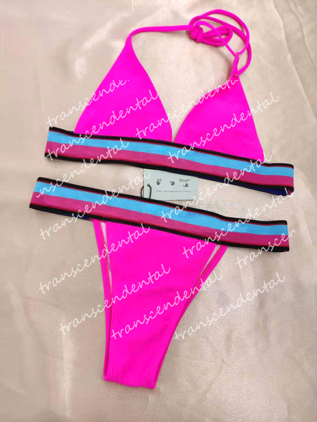 

Sexy Womens pink one-piece Swimwear Suit with white letter Swimsuit black white Beach Halter Ladies Bandage Swimsuits