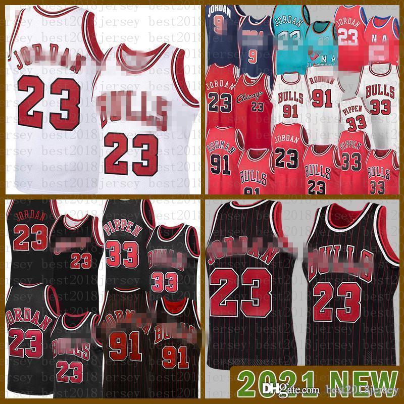 

2021 New Basketball Jersey Chicago Bull Mens 23 Michael Scottie 33 Pippen Mesh Retro Dennis 91 Rodman Youth Kids Purple, Black;red