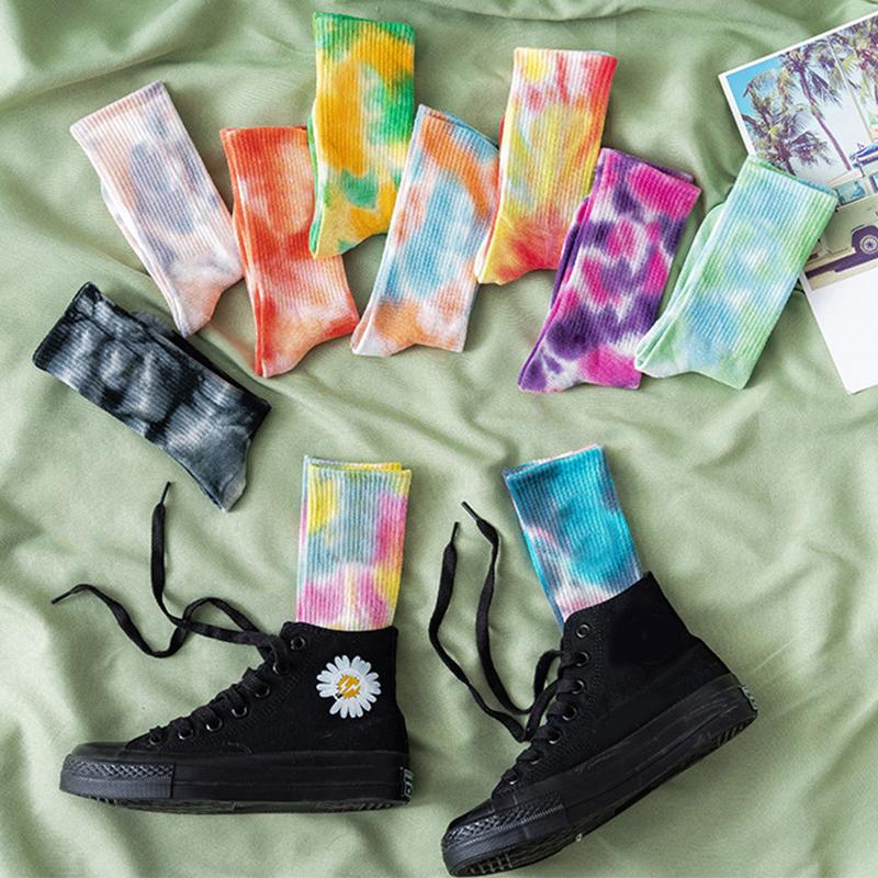 

Men's Socks Men Women Daisy Sock Tie-Dyed Skate Cotton Knee-High Funny Running Hiking Tie Dye Harajuku Hip Hop Happy, Black