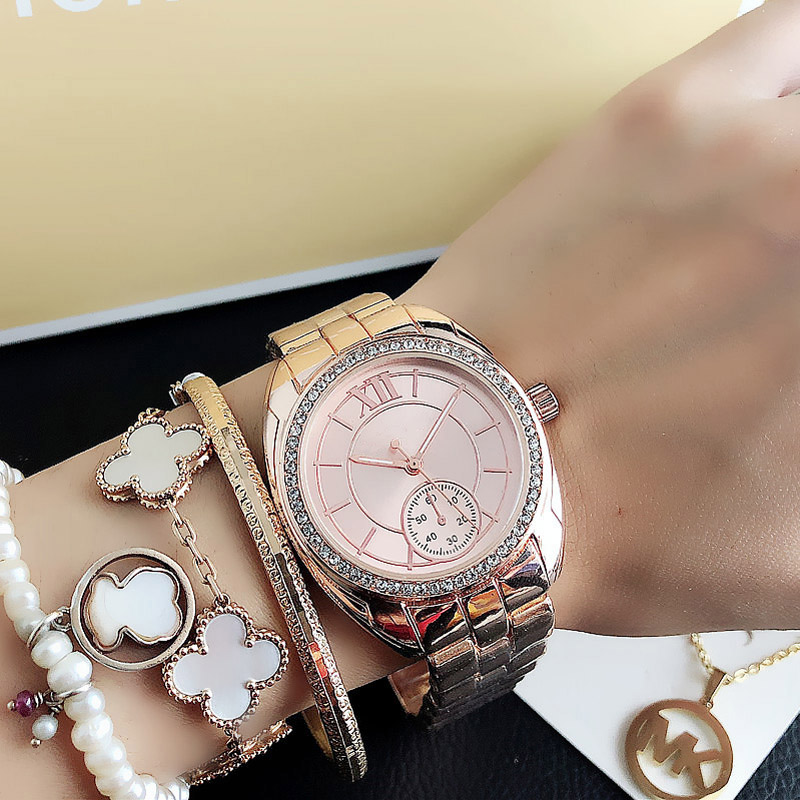 

Fashion crystal design Brand Watches women Lady Girl style Metal steel band Quartz Wrist Watch M106, Slivery;brown