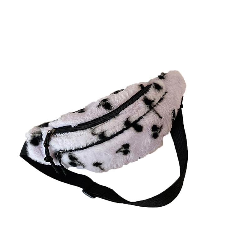 

Waist Bags Fashion All Match Plush One Shoulder Messenger Casual Belt Bag, Black