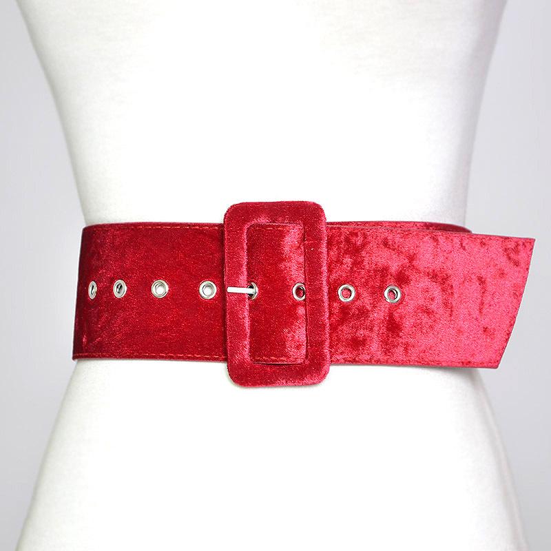 

Belts Wide Belt Female Dress Decorate Waistband Fashion Silver Pin Buckle Velvet Party Black Flannel Women Design