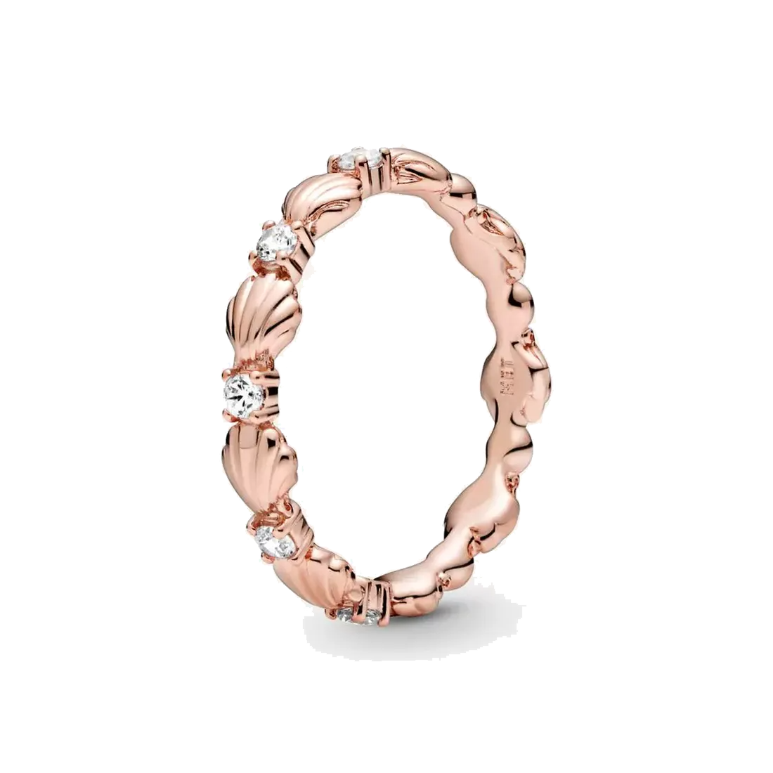 

Fine jewelry Authentic 925 Sterling Silver Ring Fit Pandora Charm Rose Gold Sparkling Seashell Band Engagement DIY Wedding Rings, Slivery;golden