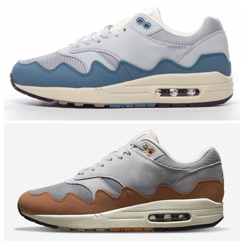 

2021 1 Patta The Wave Monarch 1 1s Aqua Noise Running Shoes Metallic Silver Monarch-Pure Platinum Men Women Mens Trainer Fashion Sports Sneakers Size 36-46 DH1348-001, Shoe box