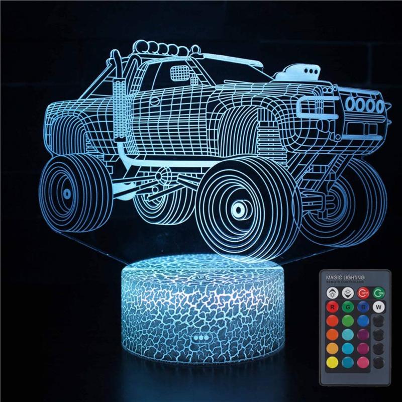 

Night Lights 3D Illusion Monster Truck Lamp Optical LED Car Light 16 Color Remote Control Desk Lamp,Christmas Birthday Gift For Kids