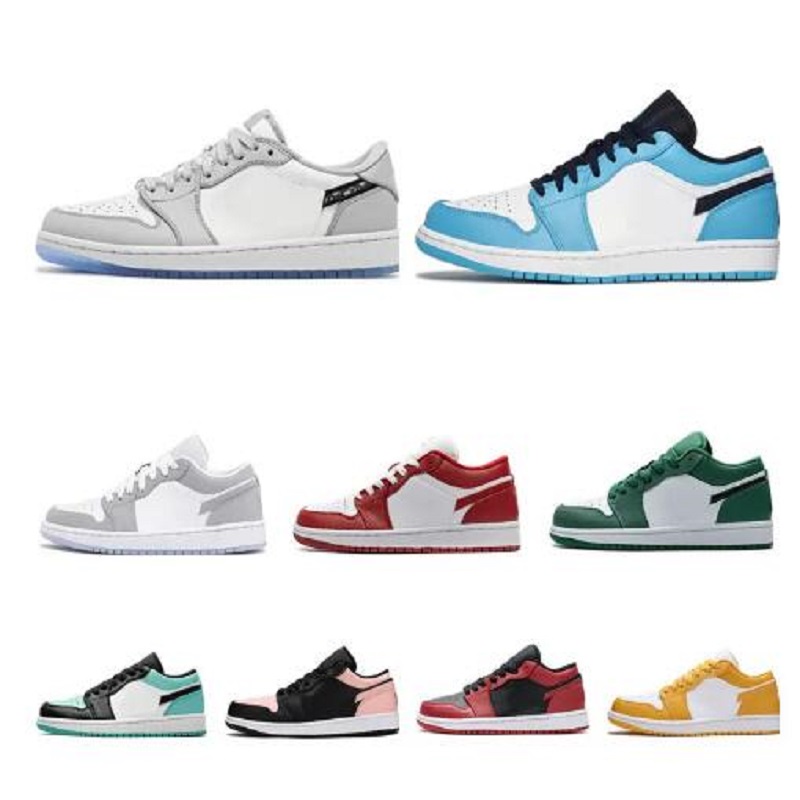 

Top Quality Jumpmans Mens 1 Basketball Shoes Low 1s Womens Blue Moon Red Banned Bred Black Toe Court Purple Game Royal UNC Shadow Lucky Green Sneakers, # 21
