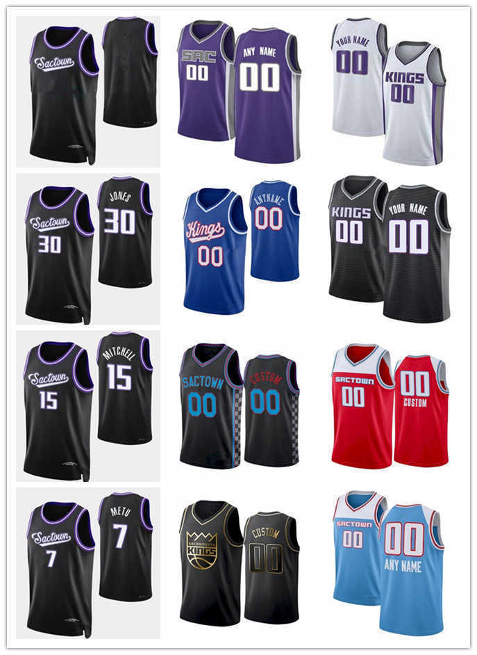 

75th Custom Men women youth Chimezie 7 Metu Jason 55 Williams Chris 4 Webber Mitch 2 Richmond Sacramento''Kings''Basketb, Black;red