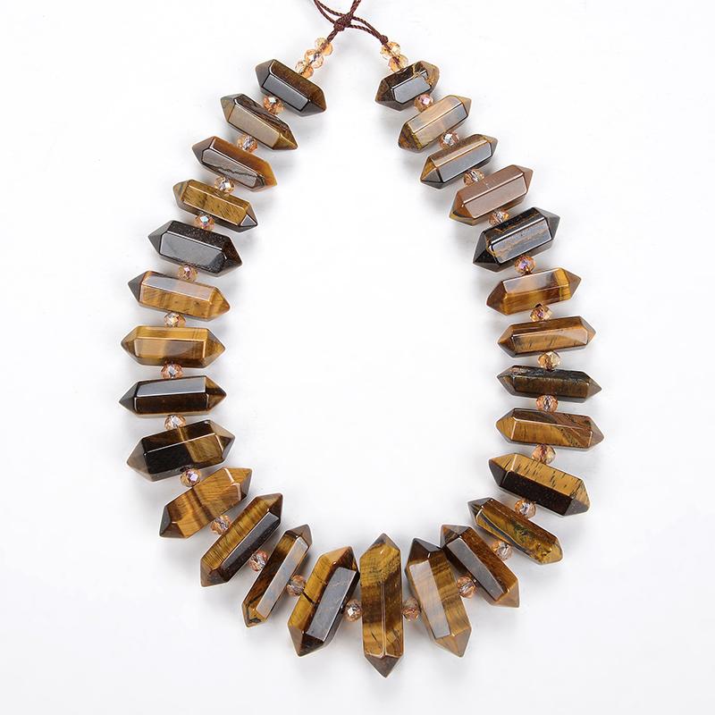 

Other 6-12X20-45 High Quality Natural Tiger Eye Stone BeadsCrystal Double Pointed Top D GEM PENDANT For Jewelry DIY Bracelet Necklace