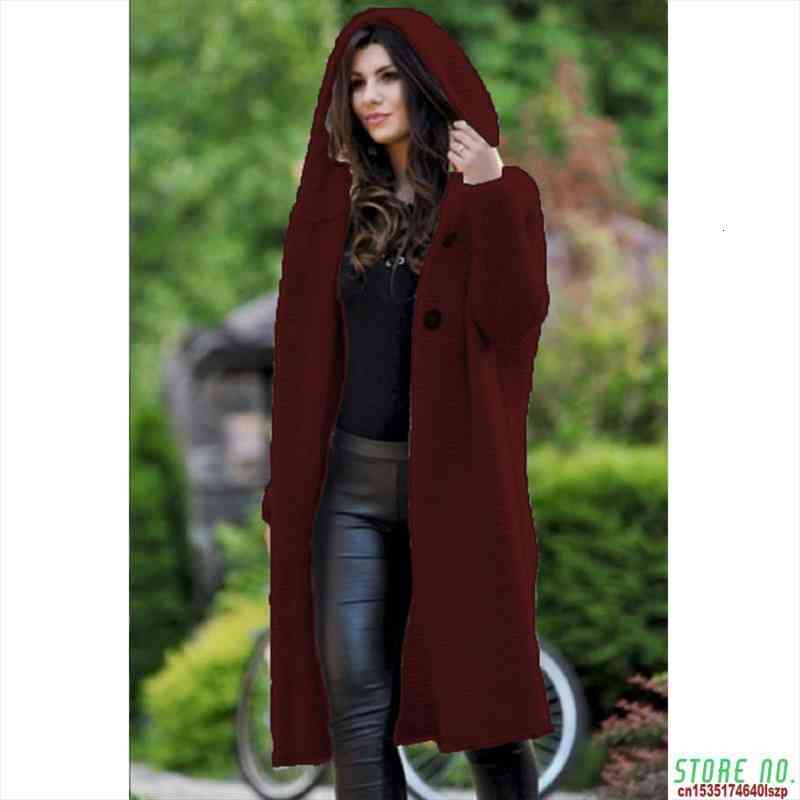 

Cardigan Solid Long Hooded Jacket Women Sweater Autumn Winter Female Coat Casual Knitted Long Clothes Spring 5xl, White;black