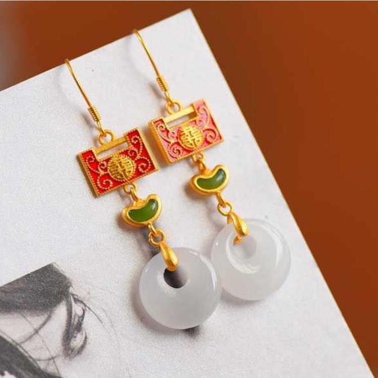 

Dangle & Chandelier Natural Hetian Lanzhi White Jade Geometric Ingot Earrings Chinese Style Retro Elegant Light Luxury Charm Women's Silver