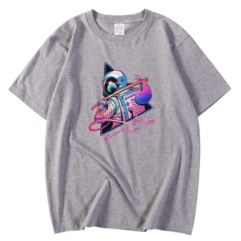 

Summer Fashion Men' T-Shirts Oversized Casual Running Away From Home Printing Tops Trendy Loose Short Sleeve Tees Shirt, Haze blue